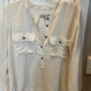 Loft long sleeve cream blouse size small